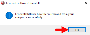 Lenovo USB Driver Remove Success