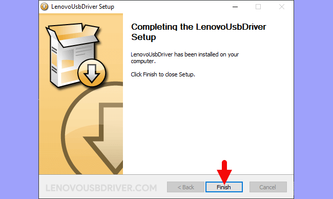 Lenovo USB Driver Setup Finish