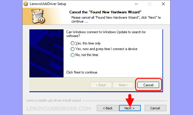 Lenovo USB Driver Setup Found